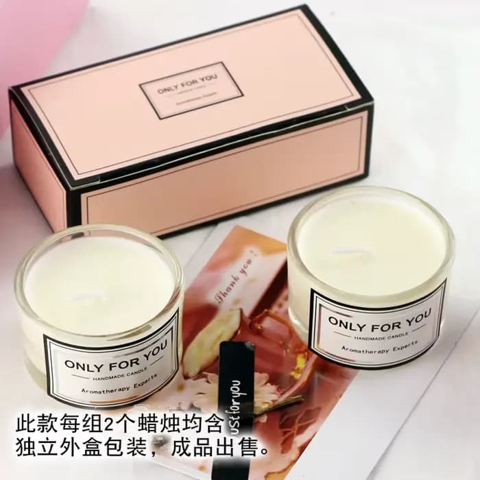 Bougie parfumée en cire de soja, 2 pièces/boîte, bougie d'aromathérapie romantique en verre sans fum