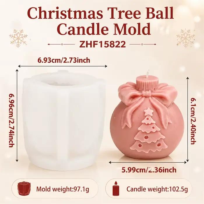 Moule à bougie en silicone pour boule de Noël, relief 3D flocon de neige, arbre de Noël, fabrication