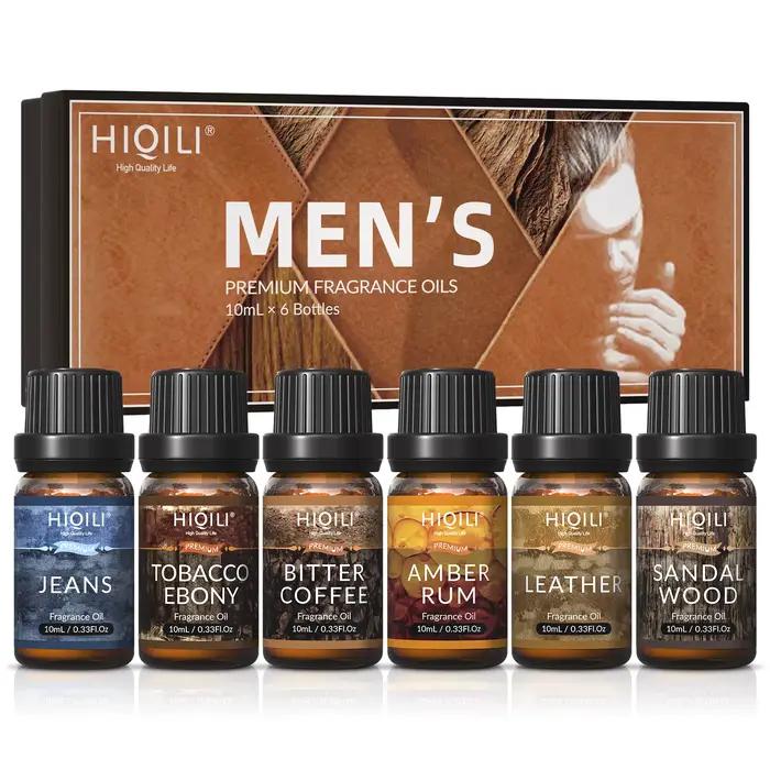HIQILI Ensemble d'huiles parfumées pour hommes, huiles essentielles pour l'aromathérapie, huile de p