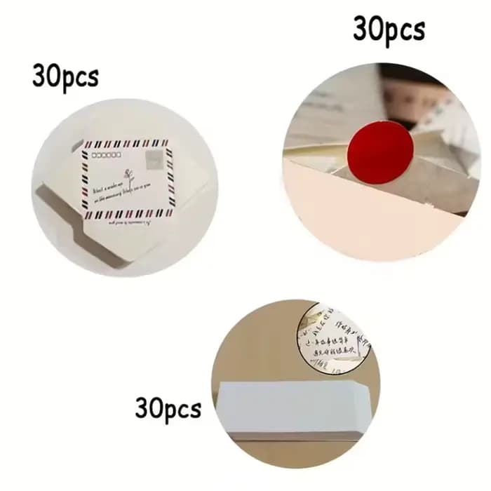 Ensemble d'enveloppes élégantes avec sceau rouge, motifs d'étiquettes en forme de cœur/rond, avec bo