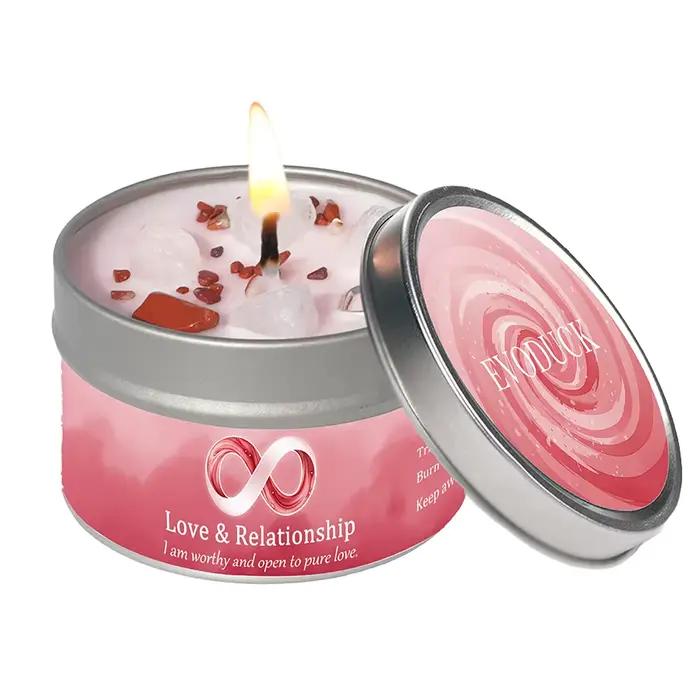 Bougie parfumée citron menthe poivrée en cristal – Nouveaux Départs, Transformation, Manifestation S