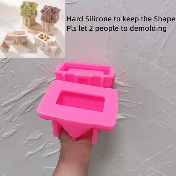 Pot de bougie en Silicone pour maison en pain d'épice, décoration de noël, moule en béton avec couve