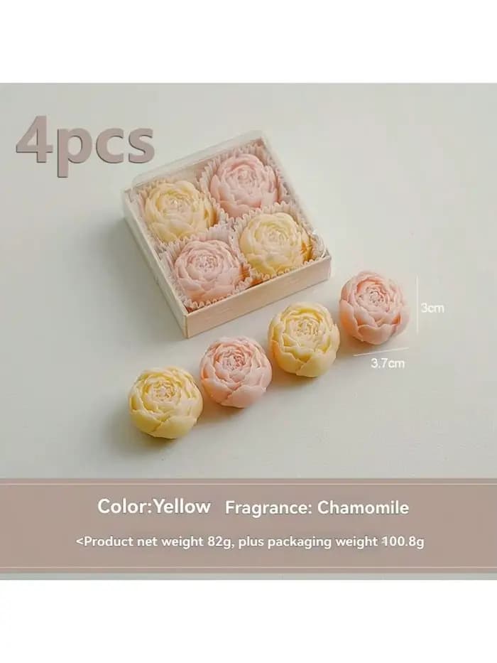 Bougie en cire de soja en forme de fleur de rose, lot de 4 coffrets cadeaux, bougies décoratives san
