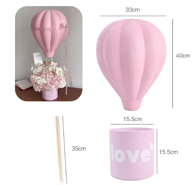 Emballage de fleur de ballon à air chaud, cadeau décoratif, emballage de fleuriste décoratif