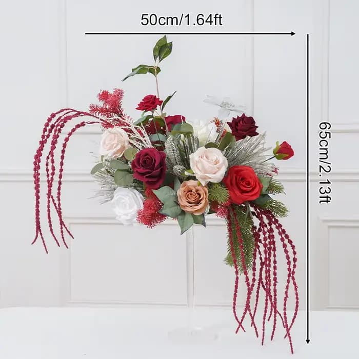 Vase série noël avec fleur, Arrangement Floral pour réception de mariage, chandelier de Table, décor