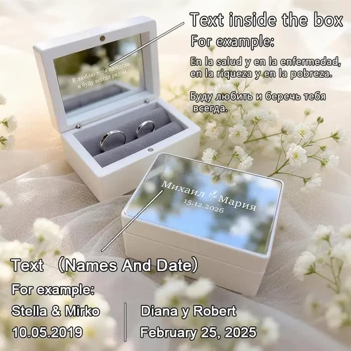 Boîte à alliances personnalisée pour 2 alliances, boîte à alliances personnalisée pour la mariée et 