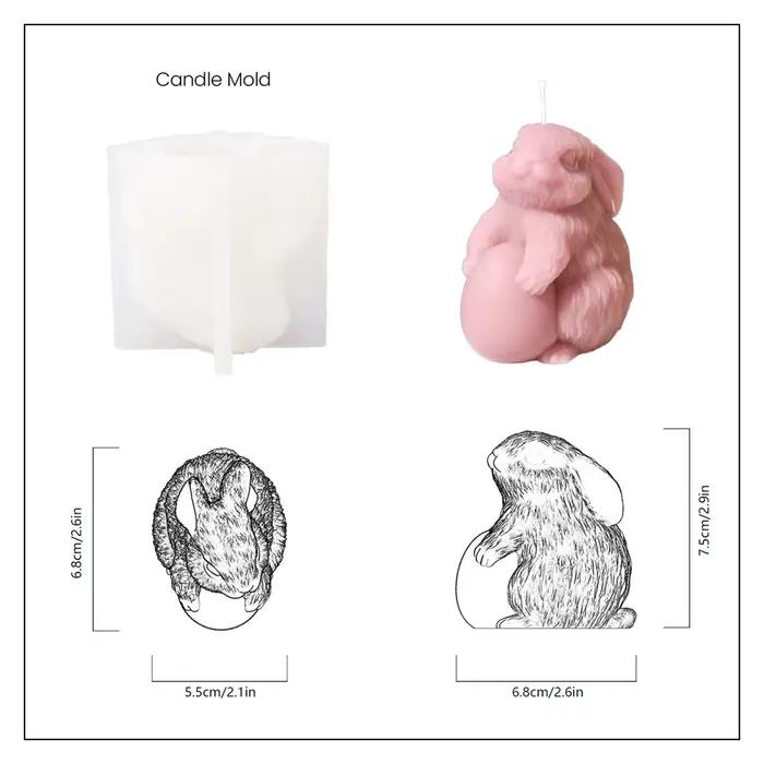 Boowan-Moule en silicone pour bougie de lapin de Pâques, œuf de Pâques bricolage, bougie parfumée Re