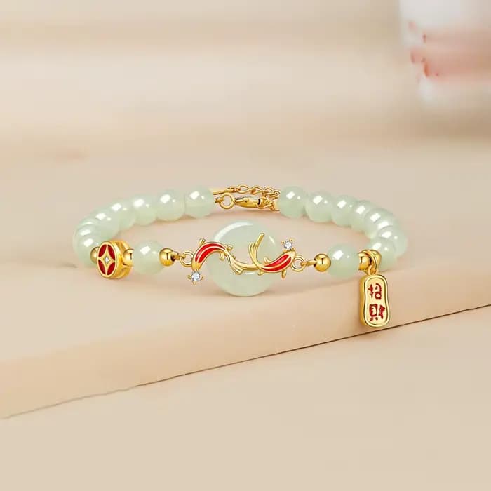 Hetian-Bracelet en perles de jade pour dames, cadeau de vacances pour petite amie, bijoux à la main 
