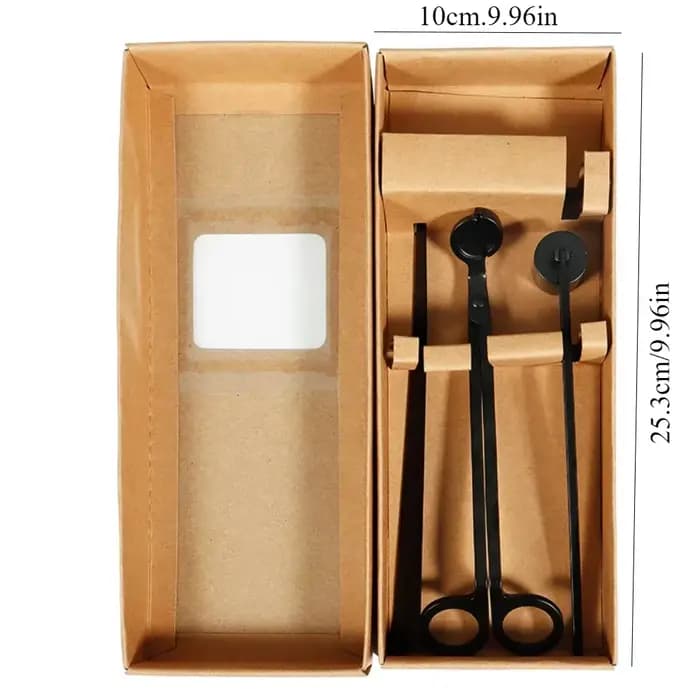 Kit d'accessoires de bougie en acier inoxydable avec boîte cadeau, coupe-mèche, éteignoir, diffuseur