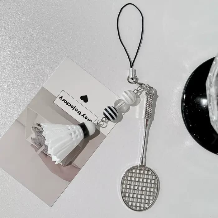Porte-clés raquette de badminton mignon, pendentif créatif pour téléphone portable, niche pour sac, 