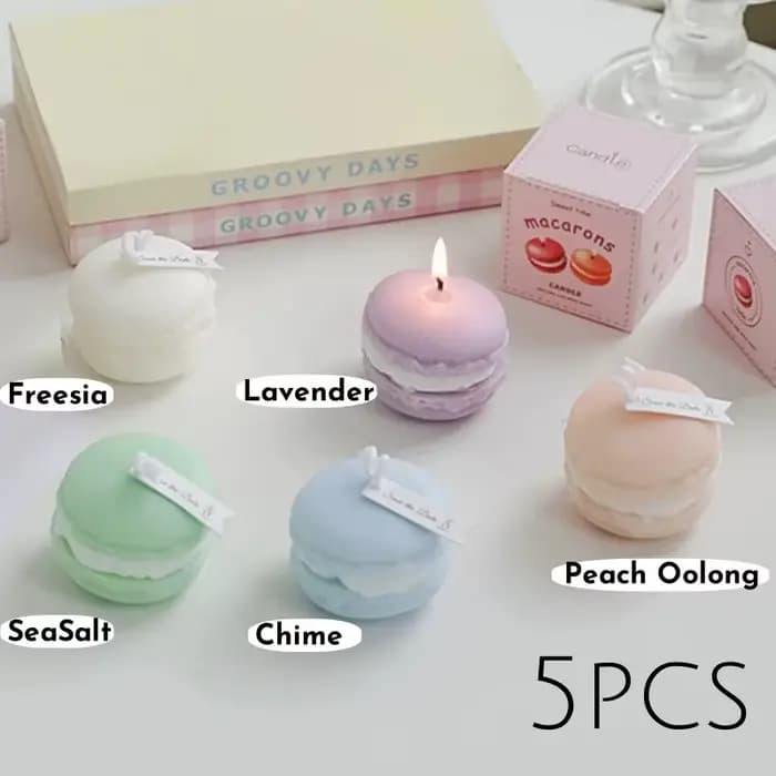 Bougies réalistes en forme de Macaron, 1/5 pièces, cire de soja parfumée pour la décoration de la ma