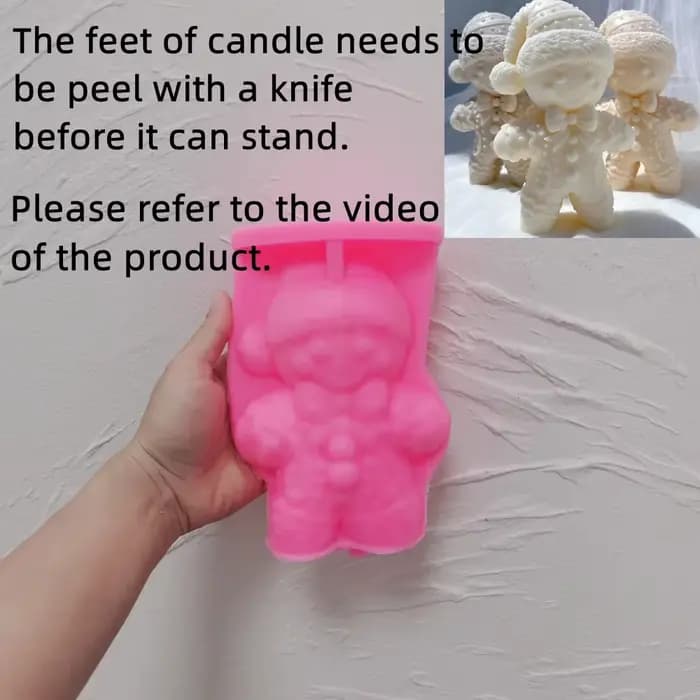 Moule à bougie en silicone pour bonhomme en pain d'épice, conception de Noël, ornements de Noël, mou
