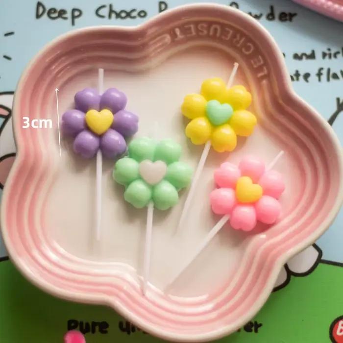 Bougies d'anniversaire ours, bougies de gâteau en forme de fleur, décorations de gâteau, fournitures