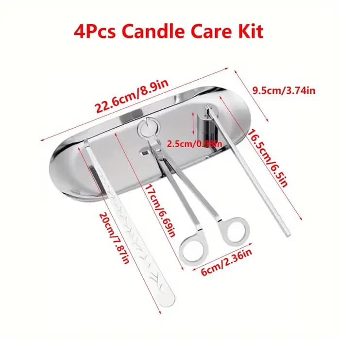Kit de soins de bougies de luxe en acier inoxydable, coupe-mèche, ciseaux, crochets d'extincteur, ou