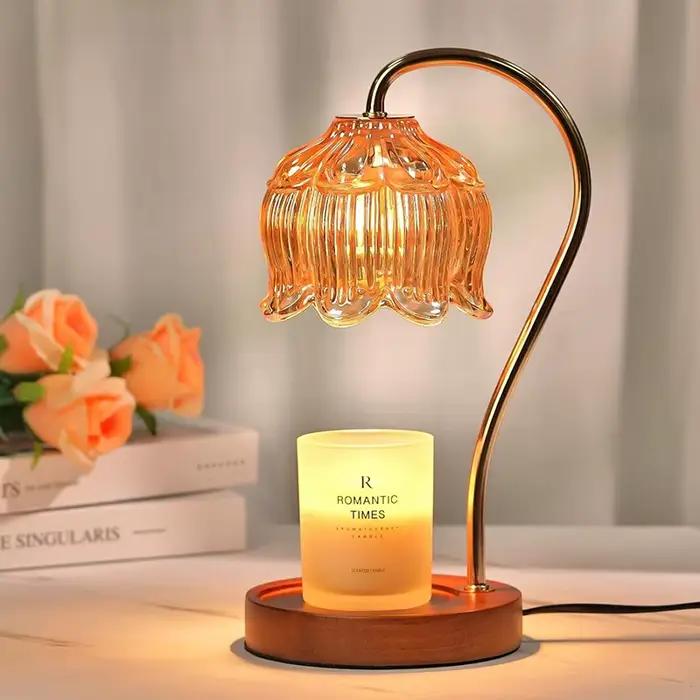 Lampe chauffe-bougie en verre nordique, lampe chauffante d'ambiance de chambre à coucher, lampe rétr