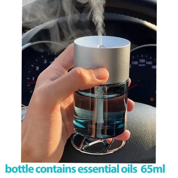 Diffuseur d'huiles essentielles portable 65ML, diffuseur d'arômes USB pour voiture, purificateur d'air en verre pour la maison, machine à parfum avec minuterie 3h, accessoire de bureau