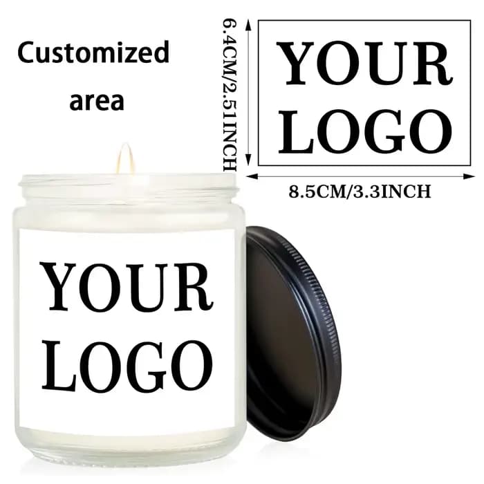 1 pièces cire de soja photo personnalisée bougie parfumée blanche cadeau-personnalisé avec logo/autocollant design-cadeau d'entreprise de mariage d'anniversaire