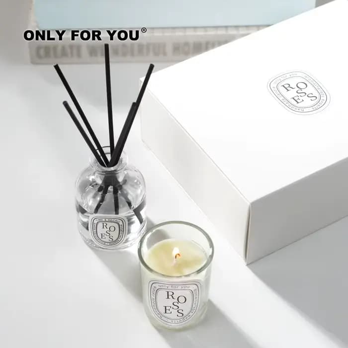 Bouteille diffuseur de roseaux de 50ml, associé à un diffuseur de bougie d'huile essentielle, coffret cadeau, hôtel, maison, aromathérapie, désodorisant, décoration de la maison