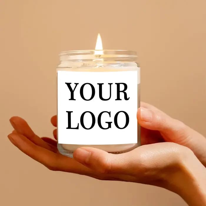 1 pièces cire de soja photo personnalisée bougie parfumée blanche cadeau-personnalisé avec logo/autocollant design-cadeau d'entreprise de mariage d'anniversaire