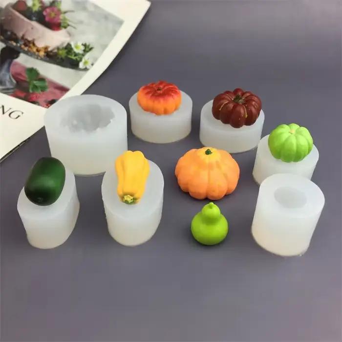 Moule à bougie citrouille en Silicone, créatif, en résine d'aromathérapie végétale, outils de cuisson, décoration de gâteau d'halloween 3D, fournitures artisanales