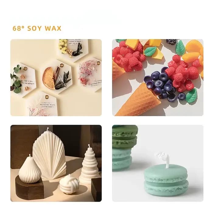 Cire de soja à 68 degrés, 500g, à point de fusion élevé, en flocons, matière première pour bougies, peut être mélangée à de la cire d'abeille blanche pour créer un modèle.