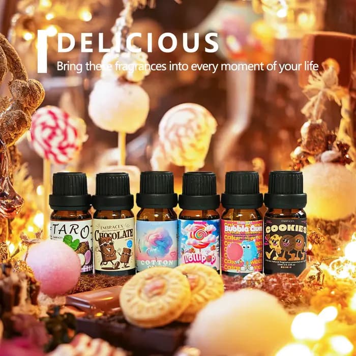 Coffret cadeau d'huiles essentielles délicieuses, 6 pièces/1 ensemble, bougie DIY pour humidificateur et diffuseur, décorations pour la maison