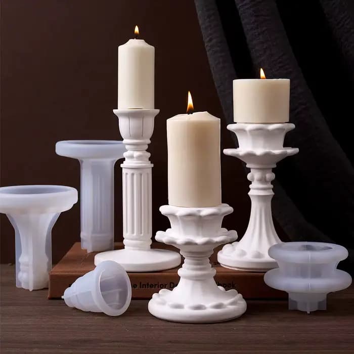 Bougeoir de Style européen, moule en Silicone, bricolage, chandelier d'aromathérapie, Base de plâtre, résine, moules de moulage artisanal, fournitures de décoration pour la maison