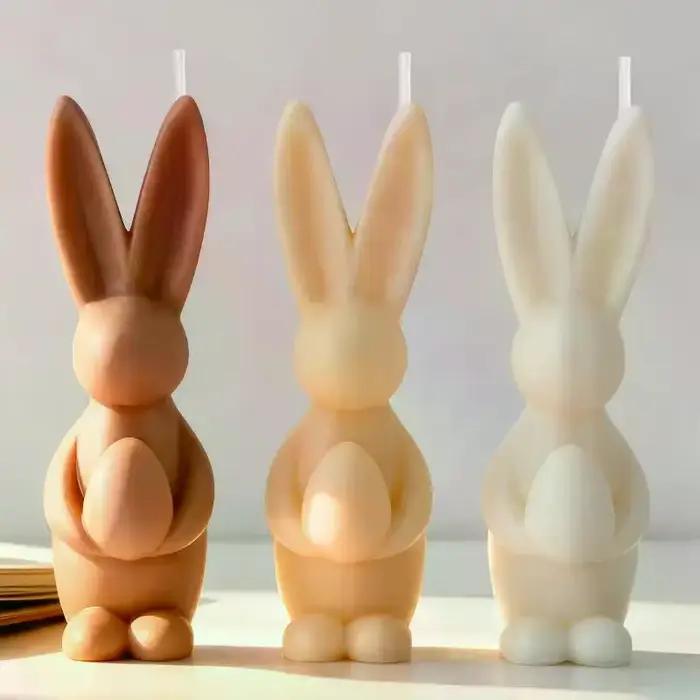 Moule à bougie en Silicone, œuf de lapin de pâques, fait à la main, arôme, gypse, résine époxy, savon, fournitures de fabrication de bougies, DIY