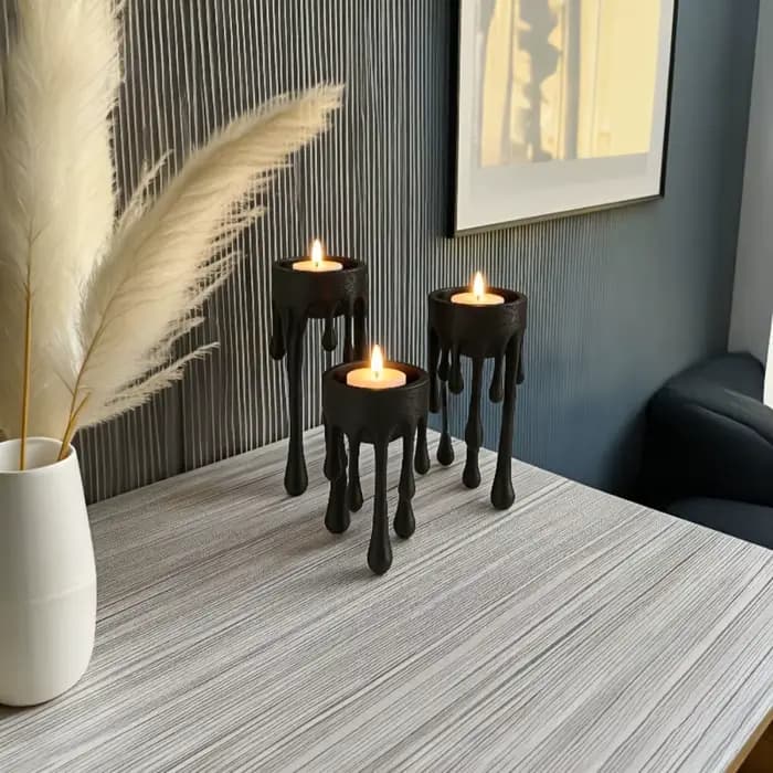 Ensemble de 3 porte-bougies créatifs effet cire fondante, design créatif, pour cheminée, table à manger, fête, décoration intérieure