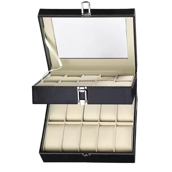 WELLZONE – boîte à bijoux multifonctionnelle de grande capacité, boîte de rangement d'accessoires haut de gamme, boîte d'organisation de lunettes de soleil en cuir