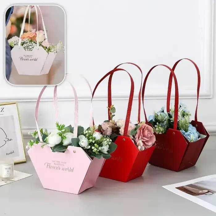 Panier de fleurs Portable, 1 pièce, boîte d'emballage de fleurs de roses, sac cadeau pour mariage, anniversaire, fête de noël, Bouquet de fleurs, fournitures de décoration