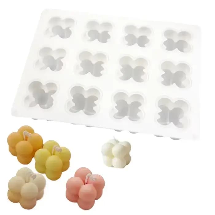 8/12 pièces Moule à bougie en silicone 3D en forme de cube à bulles, pour gâteaux, mousses, pains et desserts DIY, outil de fabrication de bougies artisanales et d'aromathérapie