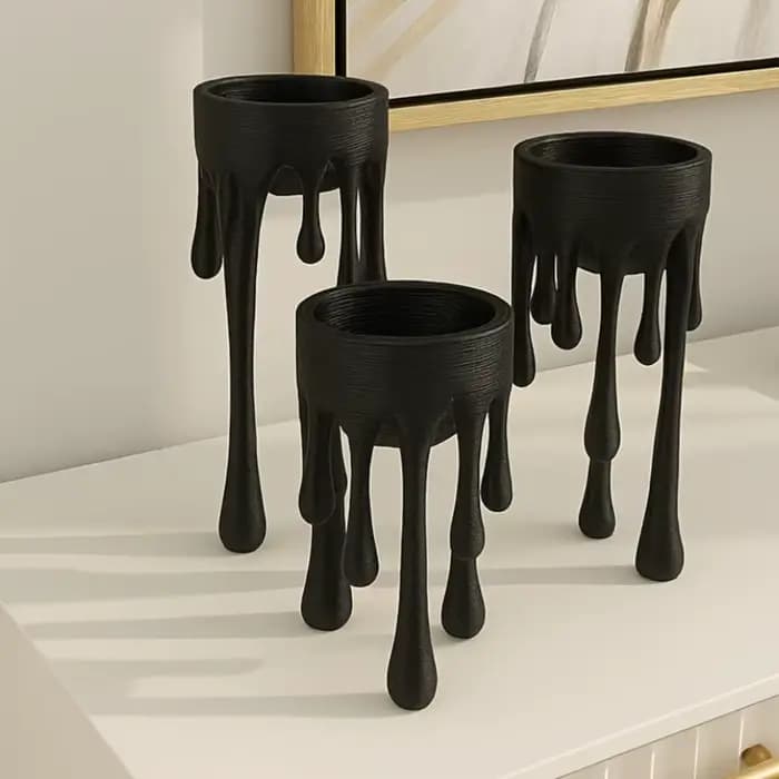 Ensemble de 3 porte-bougies créatifs effet cire fondante, design créatif, pour cheminée, table à manger, fête, décoration intérieure