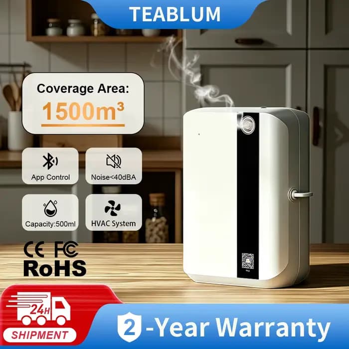 TEABLUM – diffuseur d'arôme 500ML, diffuseur d'huile essentielle Bluetooth pour la maison, parfum d'ambiance, climatisation, oasis aromatique électrique, désodorisant