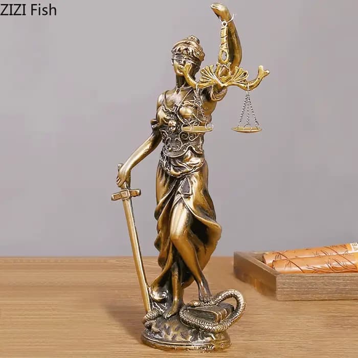 Statue de figurines de déesse de justice et d'équité judiciaire, décoration de bureau mythique, sculpture en résine Rick, décor esthétique de chambre