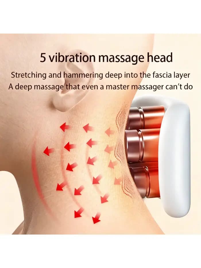 Masseur de cou intelligent pour adultes, 5 modes de massage, appareil ergonomique portable pour le cou, pour la relaxation au bureau, à la maison et en voyage
