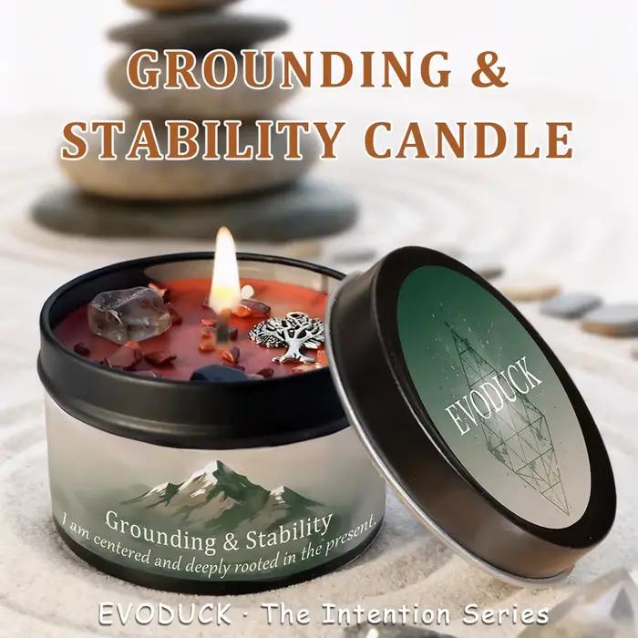 Bougie parfumée au vétiver et au cèdre, cristalline, pour l'apaisement et la stabilité, aromathérapie, décoration de salle de méditation, cadeau spirituel pour le yoga, 3 oz