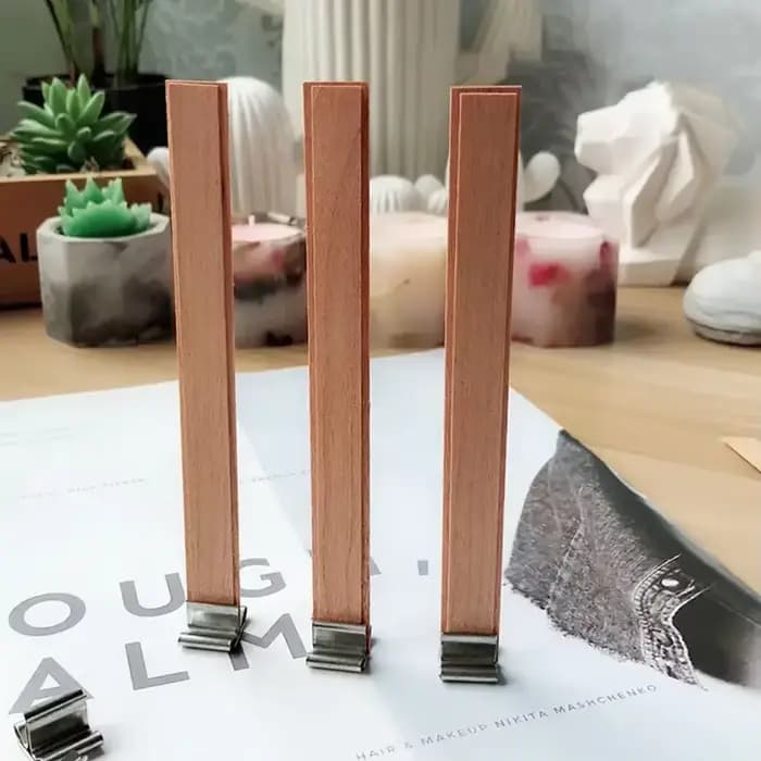 Mèche de bougies en bois pour bricolage, Kit de fabrication de pots de bougies en paraffine, noyau de bougie avec Base à Clip, noyaux de mèche de bougie sans fumée faits à la main, 10 pièces