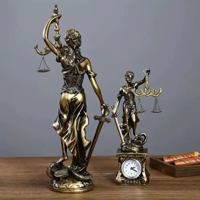 Ornement de la déesse de la justice de style européen, design rétro, thème justice, ornement rétro pour la maison, imitation cuivre