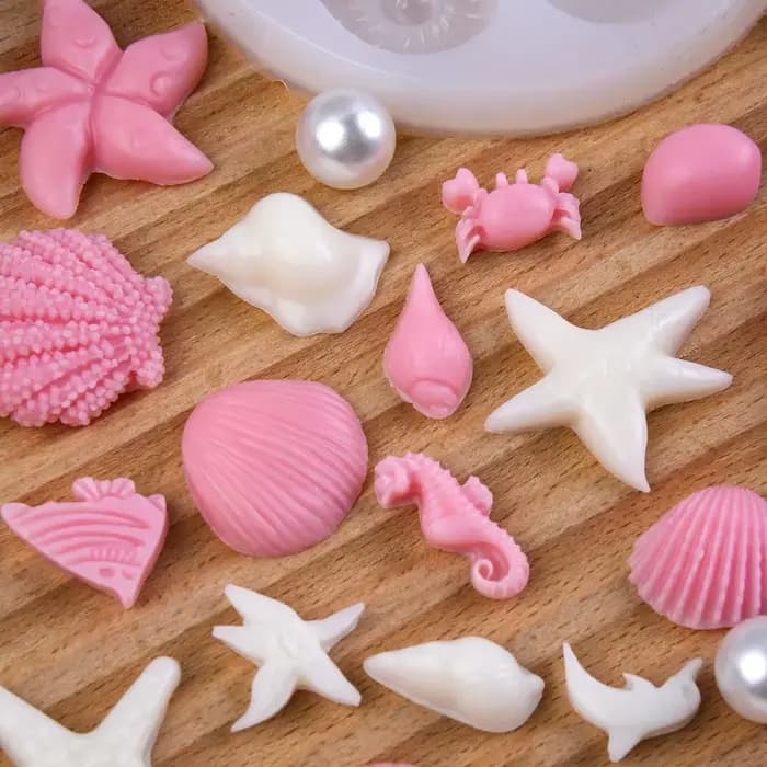 Moule en silicone thème marin pour bougies DIY, coquillages, conques, hippocampes, moules pour bougies parfumées, plâtre, résine époxy, fabrication artisanale