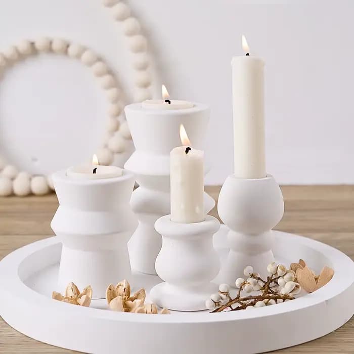 Bougeoir pilier romain de Style nordique, moule en Silicone, Base de bougie parfumée, chandelier en gypse, cadeaux artisanaux d'art minimaliste