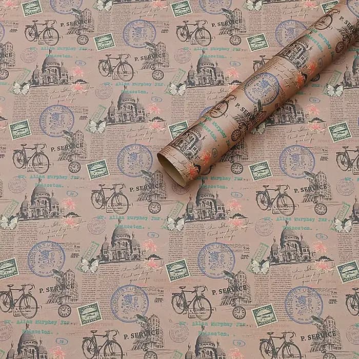 Papier d'emballage cadeau Kraft rétro