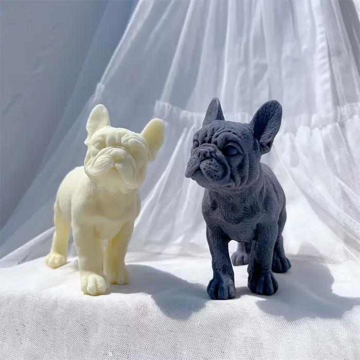 Moule à bougie en Silicone pour chiot, bouledogue français debout, amoureux des chiens de compagnie, décoration de jardin, Animal Frenchie, chiots, cire de soja
