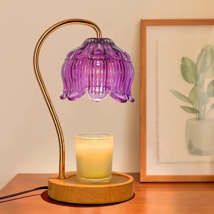 Lampe chauffe-bougie à fleurs avec minuterie, chauffe-bougie à intensité variable, cadeau d'anniversaire de noël, décoration chauffante pour la maison, pour bougies en pot