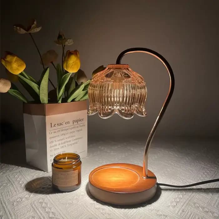 Lampe chauffe-bougie à fleurs avec minuterie, chauffe-bougie à intensité variable, cadeau d'anniversaire de noël, décoration chauffante pour la maison, pour bougies en pot