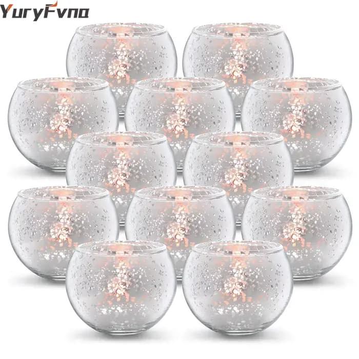 YuryFvna 6/12 pièces bougeoirs en verre de mercure chandelier votif photophore centres de table de mariage fêtes décoration de la maison cadeau