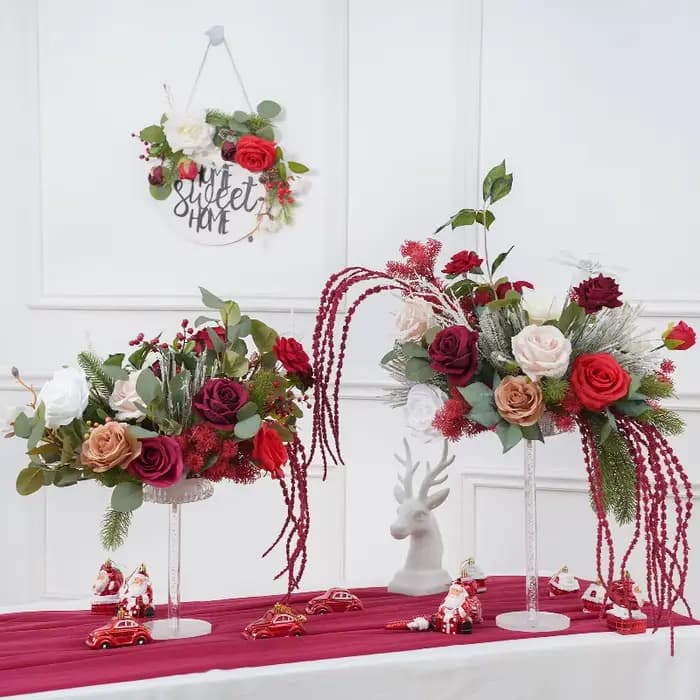 Vase série noël avec fleur, Arrangement Floral pour réception de mariage, chandelier de Table, décorations, fournitures de tir H866212
