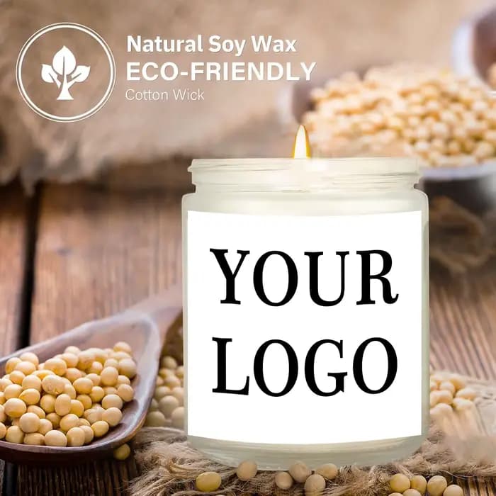 1 pièces cire de soja photo personnalisée bougie parfumée blanche cadeau-personnalisé avec logo/autocollant design-cadeau d'entreprise de mariage d'anniversaire