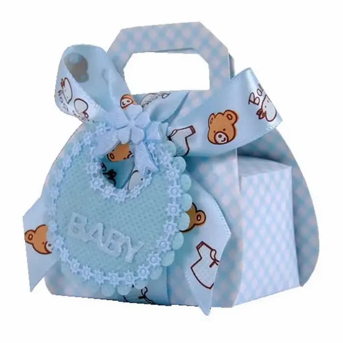 Boîte à bonbons de célébration de bébé, 50 pièces, bricolage, boîte-cadeau de fête prénatale, magnifiquement avec étiquette de bavoir et ruban, boîte d'emballage cadeau