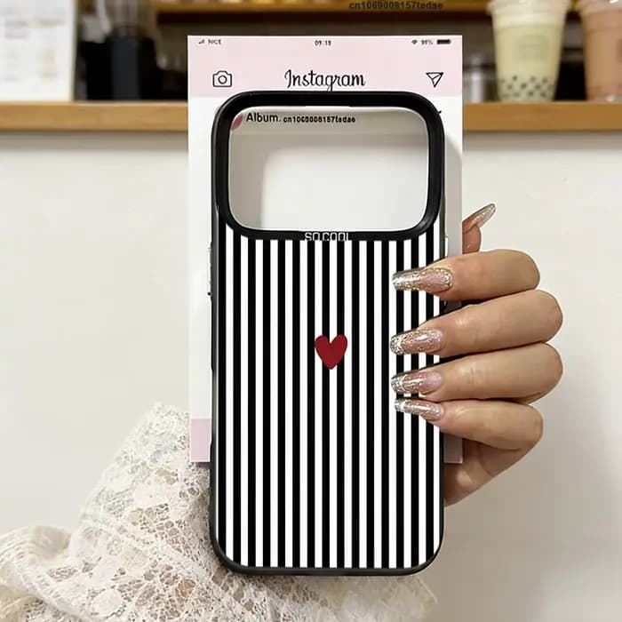 Coque de téléphone INS mignonne avec petit cœur